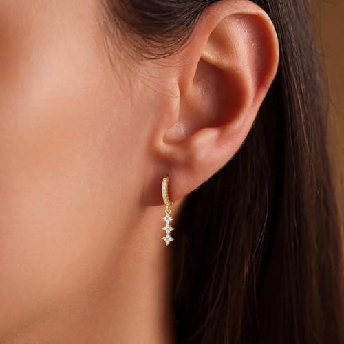 Gold Earrings for Women, Gold Dangle Hoop Earrings for Women, 14K Dainty Non Tarnish Gold Filled Earrings Jewelry for Women2
