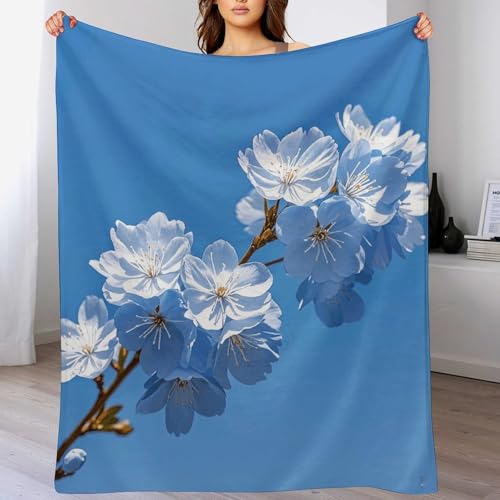 Couverture molletonnée super douce 127x152 cm lit et canapé bleu