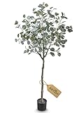 ASTIDY Eucalyptus Tree Artificial - 5FT Faux Eucalyptus Tree in Pot - Fake Eucalyptus Plant - Silver