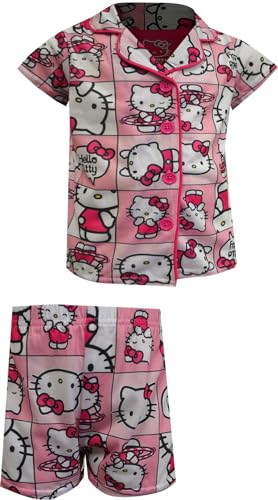 Komar Kids Girls Hello Kitty Pink Blocks Notch Collar Girls Shortie Pajamas2