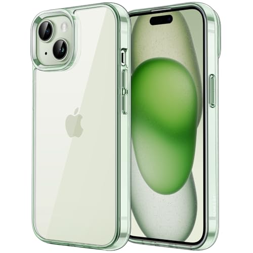 JETech Case for iPhone 15 6.1-Inch Non-Yellowing Shockproof Phone Bumper Cover Anti-Scratch Clear Back (Green)