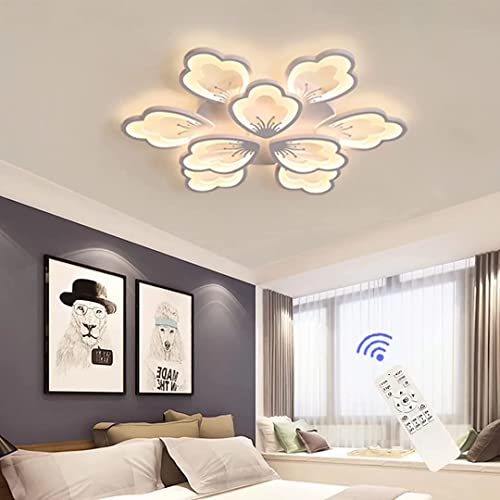 Plafonnier LED Moderne, 80W Dimmable 9 Têtes Forme de Fleur Lampe de Plafond Lustre Encastré Salon Chambre Chambre des Enfants, Éclairage de Plafond Acrylique avec Télécommande Applique Murale