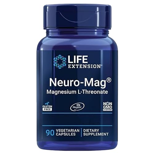 Life Extension Neuro-Mag 90 vegetarische Kapseln 144mg Magnesium & aus 2000mg Magtein Magnesium L-Threonat je Dosis Glutenfrei GMO frei Geschmacksneutral