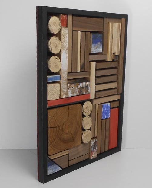 ＤＩＹ・自作◆壁飾り　ウッドパネル モザイクアート（90㎝×30㎝）タペストリー ウッドウォールアート Wood wall art Feather 90×30 | GENE