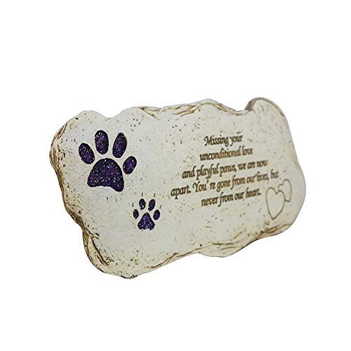 Jinhuoba Shinning Pawprints Pet Memorial Stones For Dogs Or Cats - Hand Painted Pet Dog Garden Stones Grave Markers Stepping Stones - Sympathy Pet Dog Memorial Gifts Loss Gifts - 12"X6" #TOP3