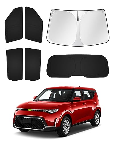Image of Canvcle Window Shades for Kia Soul 2020-2025 2026 Accessories Windshield Sun Shade Side Rear Window Covers Sunshade Sun Visor Shield Privacy Protection Keep Vehicle Cool Black 6PCS