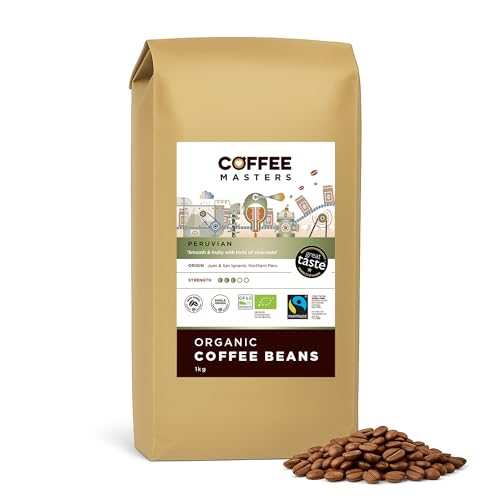 Coffee Masters Peruvian, Organic, Fairtrade, Coffee Beans - Great Taste Award Winner 2018 (1 Pack x 1 Kg)