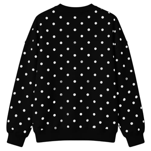 Womens Oversized Sweatshirt Crewneck Polka Dots Long Sleeve Pullover 2026 - image 4