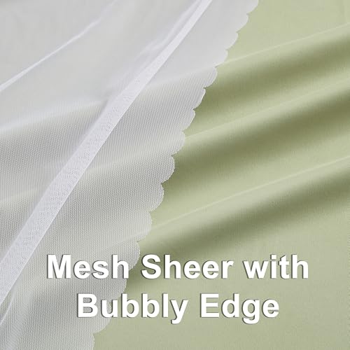 Image of Bujasso Sage Green 90% Blackout Curtains with Sheer Overlay Mix and Match Double Layer Thermal Insulated Window Panels 72 inch Living Room Bedroom Green Drapes with Tiebacks Grommet Top 37 inch Wx72 Lx2