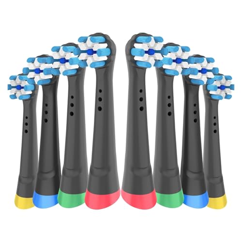 Oral-B IO 3/4/5/6/7/8/9/10 �V���[�Y���ɃN���[���d�����u���V�����p�u���V�w??�b�h�A8 �p�b�N�ɑΉ�(8 Black)