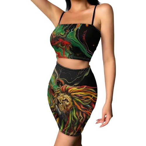 Image of 2025 Sexy Spaghetti Strap Crop Tops and Bodycon Skirt Casual 2 Piece Set S-4XL