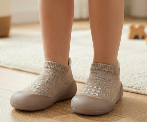 Dookeh Krabbelschuhe Baby (A3-Braun, 12-18 Monate, EU Size 20-21, Fabrikgröße Auf Schuhen gedruckt 22/23)