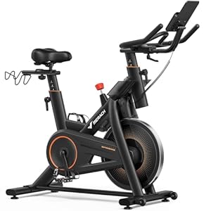 Merach Exercise Bike for Home Gym, Low Noise Stationary Bike with Automated Manual Magnetic Resistance, Indoor Workout Bike with Self-Developed App, 300/350 Lbs Weight Capacity
