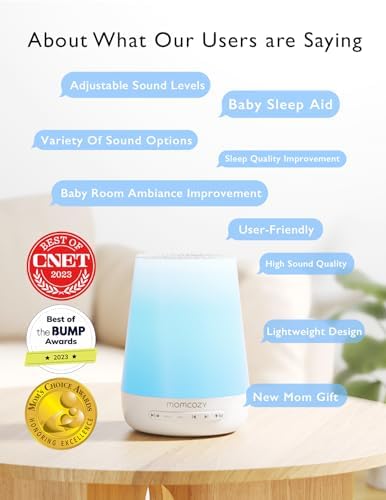 Baby Sound Machine, Momcozy White Noise Machine for Baby Sleeping with Night Light, Toddler Sleep Trainer 34 Soothing Sleep Sounds, Timer, App Remote Control, Personal Sleep Routine Alarm Clock(Blue) - 2