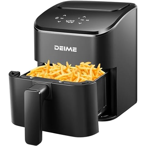 DEIME Air Fryer 3 Qt, Small Airfryer Digital Space Saving Compact, Bake, Reheat, Roasts for Quick Easy Meals, Mini Compact & Quiet, Nonstick & Dishwasher Safe Basket(Black) Cover