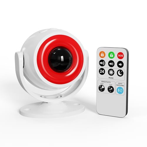 1 Pack Wireless Motion Detector Alarm for Indoor Use, PIR Motion Sensor with Sound Player for Pets, Dogs & Animal Deterrent, Intruder Alert & Remote Safety System, Noise Maker Sensor de Movimiento