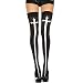 Music Legs Gothic cross thigh hi, One Size Black/White