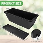 8Pcs Rectangle Plant Pot Rectangle Window Box Planter 17 Inch Black Herb Planters with Tray Herb Pots for Indoor Plants Large Flower Boxes for Bay Window,Kitchen Windowsill,Shelf,Coffee Table