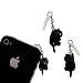 ZOEAST Adorable Black Little Lazy Pussy Cat Kitten Kitty Dust Plug 3.5mm Phone Headphone Jack Earphone Cap Ear Cap Dust Plug Charm iPhone 4 4S 5 5S SE 6 6S Plus Huawei Samsung IPad IPod (Black Pussy)