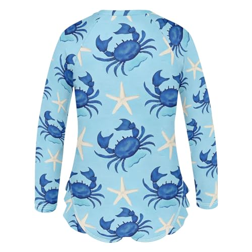 ALAZA Toddler Swimsuit Girl Bathing Suit Swimwear Rash Guard Crab Starfish Long Sleeve 3T3