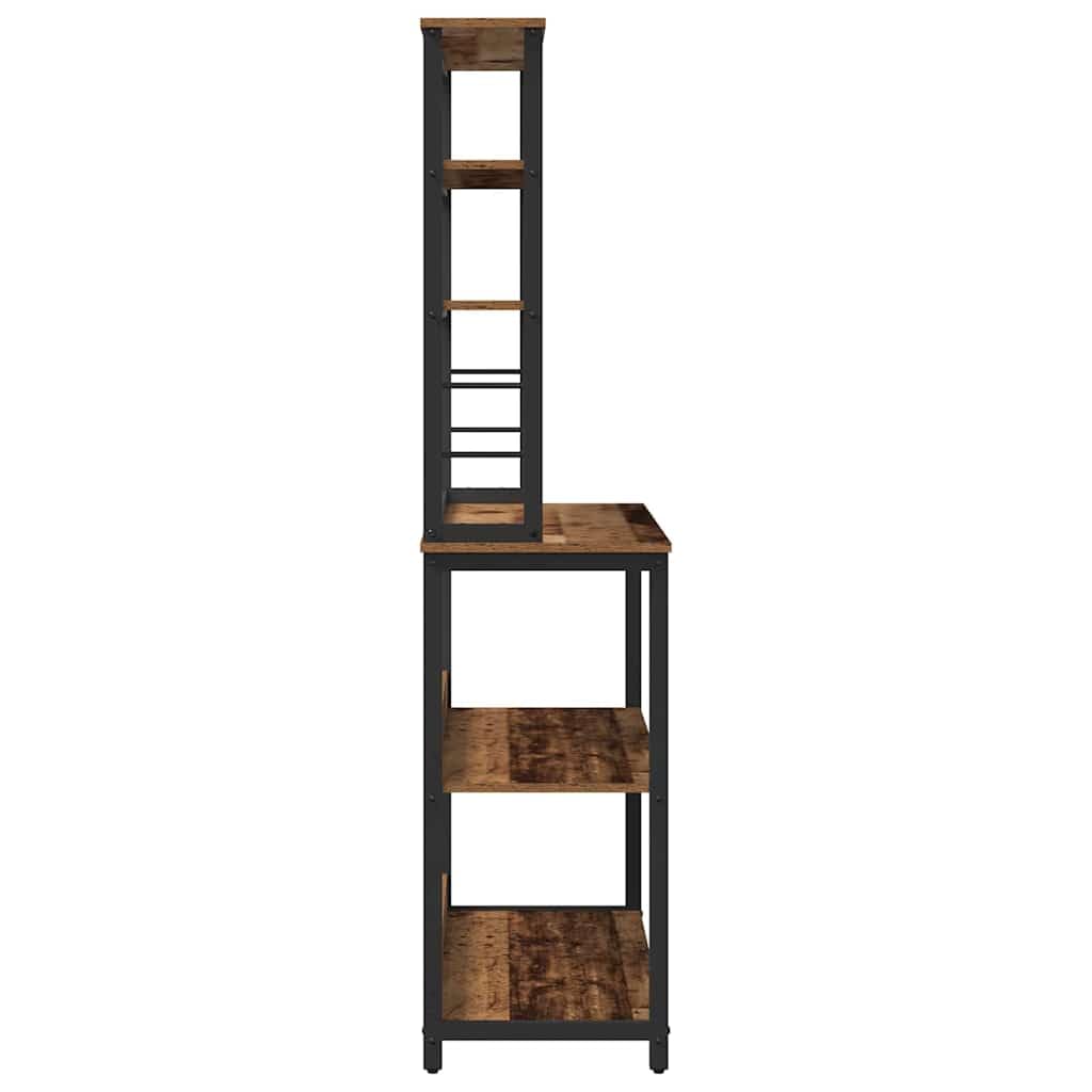 Industrielles Küchenregal 100 x 40 x 168 cm aus Holzwerkstoff mit stabilem Stahlrahmen, freistehend für Küche und Essbereich, viel Stauraum für Kochutensilien und Deko,