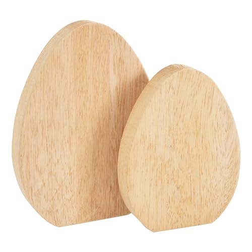 VBS Holz-Eier Flach 2 Stk. 12.0-15.0 cm Unbemalt Holz-Dekoration Ostern Stärke 2.0 cm Ideal für Serviettentechnik Bemalen Bekleben Dekorieren mit Farben Pasten Papieren Material Holz