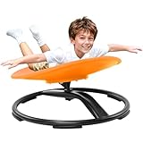 Zhenx Spinning Chair for Autistic Kids (3-18 Years), Sensory Swivel Chair for Teens with ADHD/Autism – 21×19 Inch 220LBS Weight Capacity Seat – Sit and Spin Calming Toy for Body Balance (Orange)