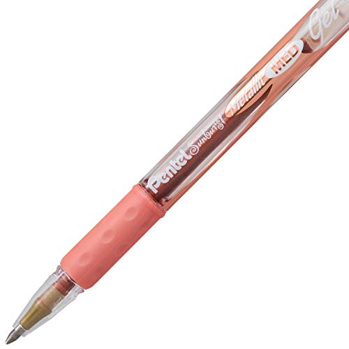 Pentel Sunburst Metallic Gel Pen, 0.8Mm Tip Writes 0.4Mm Line, Bronze/Transparent Barrel Bronze Ink, Box Of 12 (K908-Me) #TOP3