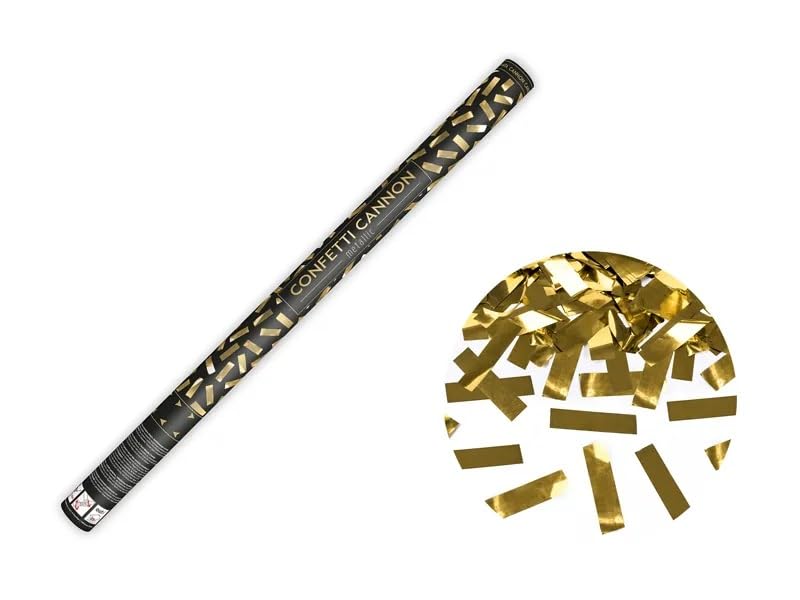 Pack of 4 x 40cm Gold or Silver Confetti Cannons | Rectangle Metallic Gold Confetti (Gold 80cm)