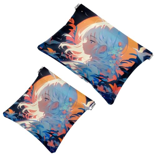 Travel Chic: Starry Sky Flamingo Girl-896 - Custodia portatile per trucchi e piccoli oggetti Multicolore