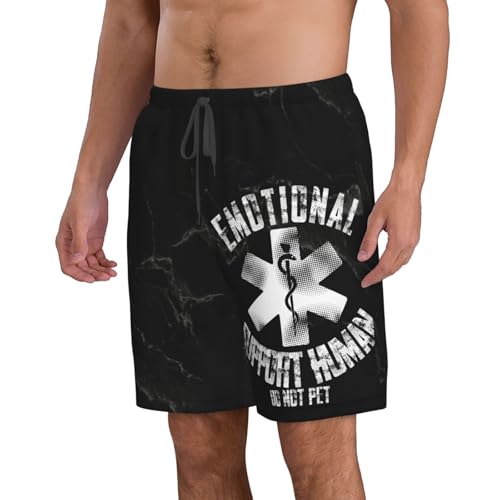 Emotional-Support Human Funny Do Not Pet Men's Beach Shorts Swim Trunks3