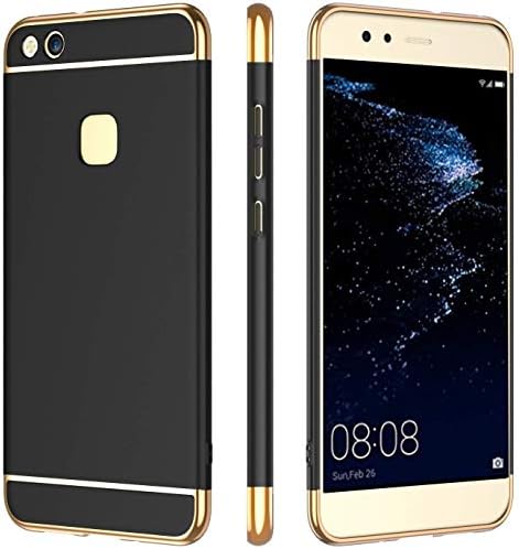 MATOP Compatible for Huawei P10 Lite Case,3 in 1 Ultra Thin 360 Degree Full Body Protection PC Shockproof Electroplate Bumper No-Slip Anti-Scratch Plating Frame Cover for Huawei P10 lite (Black)