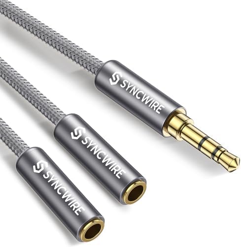 SYNCWIRE Headphone Splitter, 3.5mm Male to 2 Female Y Cable, Grey