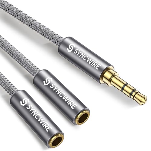 SYNCWIRE Headphone Splitter, 3.5mm Male to 2 Female Y Cable, Grey