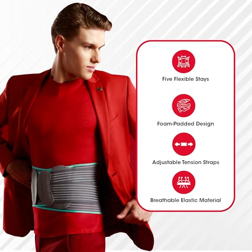 Image of Life Wear Lumbo Sacral Belt for Low Back Pain, Waist and Back Support Belt for Sprain, Strain, Injury Recovery, Flexible Splints for Support, Comfortable Foam Padding, For Men and Women, Size (S)