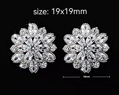 Dazzling Rhodium Plated 925 Sterling Silver Round Cut Flawless Snowflake stud earrings expertly made with Starlight 5A Cubic Zirconia crystal for women Pierced Stud Earrings,Allergen-free