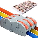 CESFONJER wiederverwendbare elektrische Drahtstecker 1:1 Spleißfähig – Push-in-Drahtstecker für schnelles und einfaches Spleißen 0,1–2,5 mm² / 28–12 AWG 42 Stück