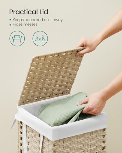 SONGMICS-Laundry-Hamper-with-Lid-172-Gallon-65L-Synthetic-Rattan-Clothes-Laundry-Basket-with-Lid-and-Handles-Foldable-Removable-Liner-Summer-Sand-ULCB165LZ01