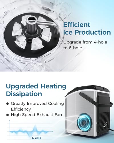 Ice Makers Countertop Nugget Ice Cubes, Portable Ice Maker, Self Cleaning Pebble Ice Machine, 33lbs/24h, Lower Noise, Small Sonic Ice Maker for Home, Kitchen, Office,Like-New