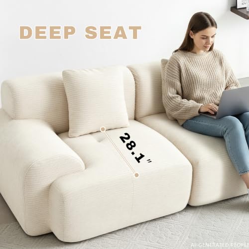 Image of Loveseat Modular Sectional Sofa, Modern 2 Seat Couch with Deep Seat