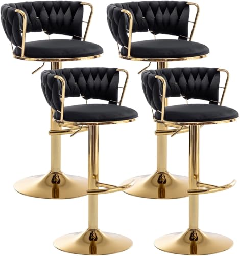 Canxkun Gold Bar Stools Set of 4, Counter Height Bar Stools with Low Back, Velvet Adjustable...