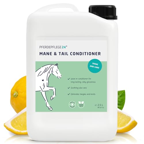 PFERDEPFLEGE24 Mane and Tail Detangler Spray for Horses – Brilliant Shine, Untangles & Conditions Hair – Non-Sticky & Long-Lasting Mane and Tail Spray – Dirt Repellent Horse Grooming – 2500ml