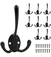 WEKIWGOT 8 schwarze Wandhaken mit 16 Schrauben, Retro-Doppelhaken Utility Hooks, Heavy Duty Kleid...