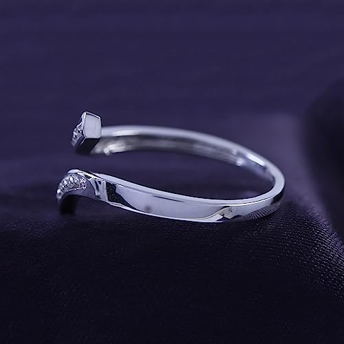 Round White Natural Diamond Accent 14K White Gold Over Sterling Silver Adjustable Bypass Toe Ring Jewelry For Womens #TOP3