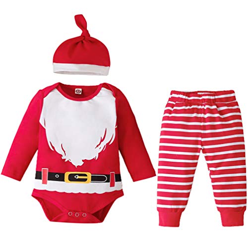 KESYOO Conjunto de 3 Peças/Conjunto de Roupa de Bebê Natalino Conjunto Bodysuit de Manga Longa Natal