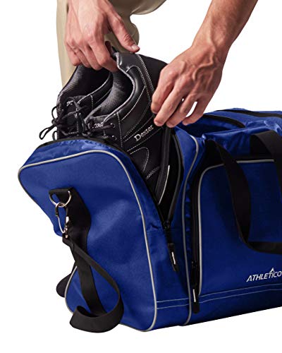 Athletico Bowling Bag for Single Ball - Single Ball Tote Bag With Padded Ball Holder - Fits a Single Pair of Bowling Shoes Up to Mens Size 14 (Blue) - Thumbnail 6
