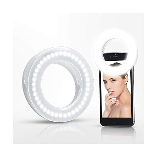 XINBAOHONG Selfie Licht Handy Ringlicht Handy 40 LED Ringleuchte mit 3 Stuff Helligkeit USB Wiederaufladbar Selfie Ring Licht, für Alle Handy/Tablet/Laptop und Fotos (Weiß)
