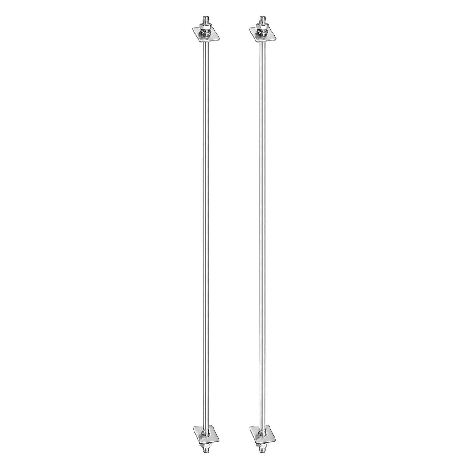 uxcell 2Pcs M8x450mm 304 Stainless Steel Double End Threaded Stud Screw Bolt with Nuts, Square Flat Washers & Spring Washers for House Maintenance, Silver Tone