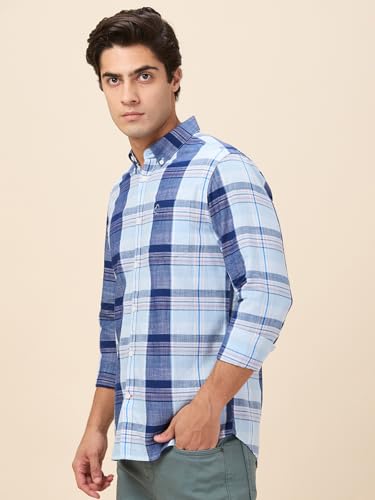 Image of Being Human Blue Regular Fit Regular Collar Men's Shirt Clothing