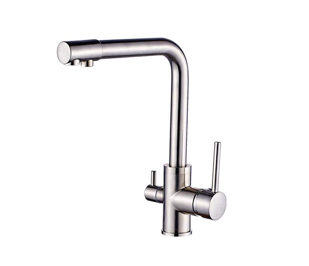 Robinet de cuisine 3 en 1 en cuivre doré brossé avec filtre eau pure